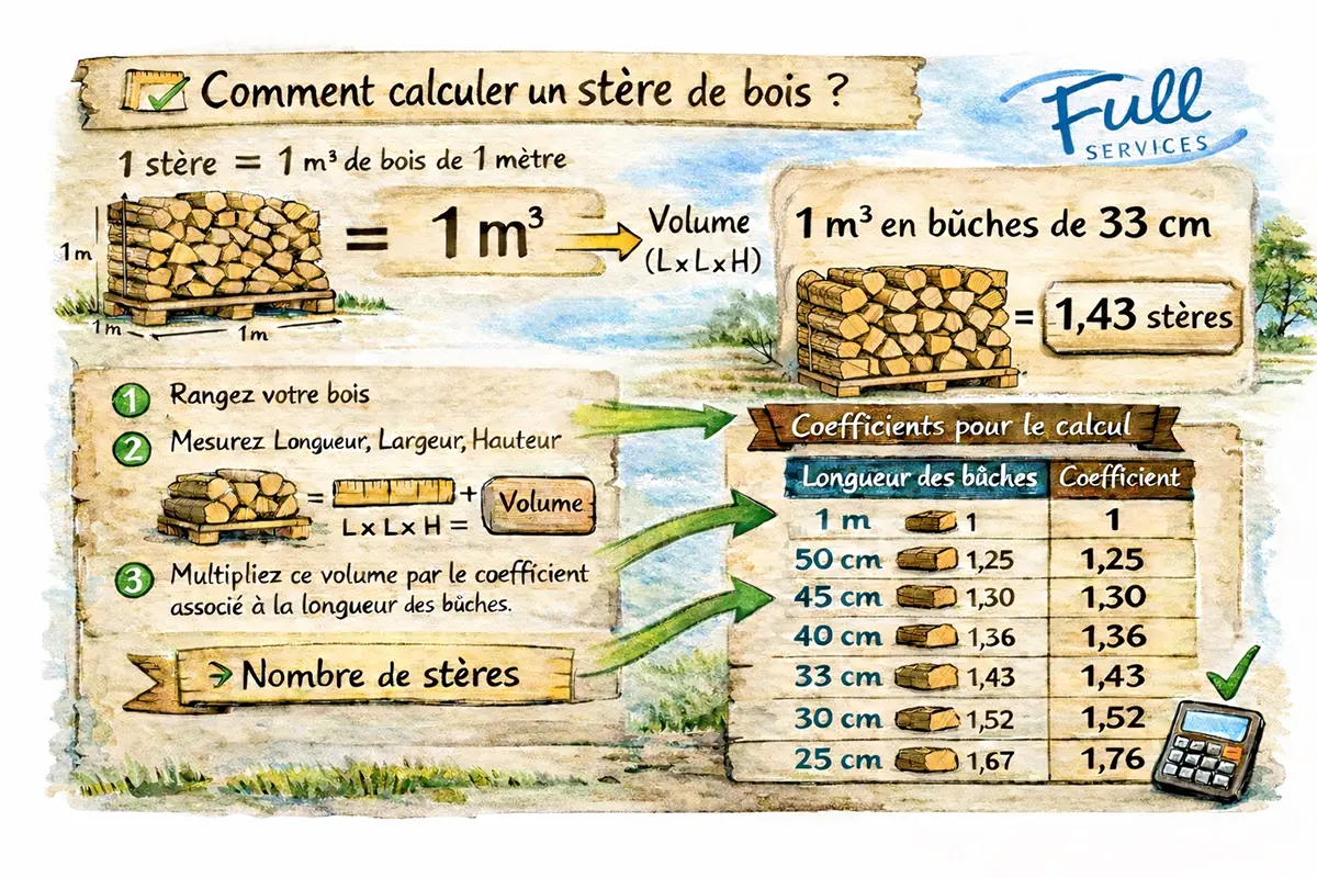 Schéma calcul stère de bois