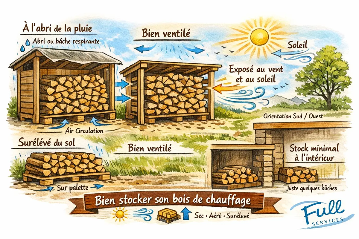 Schéma stockage bois