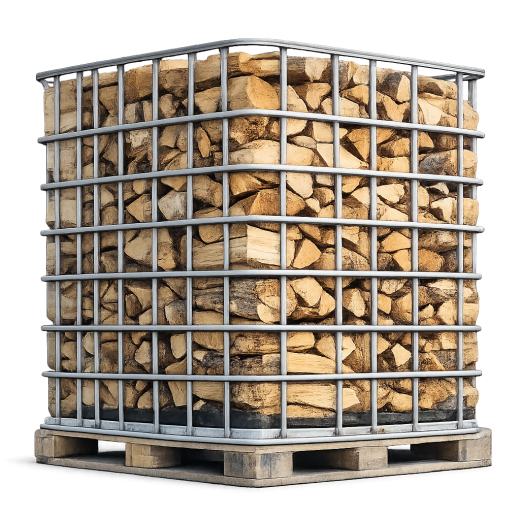 Box de fer de bûches de bois demi sec